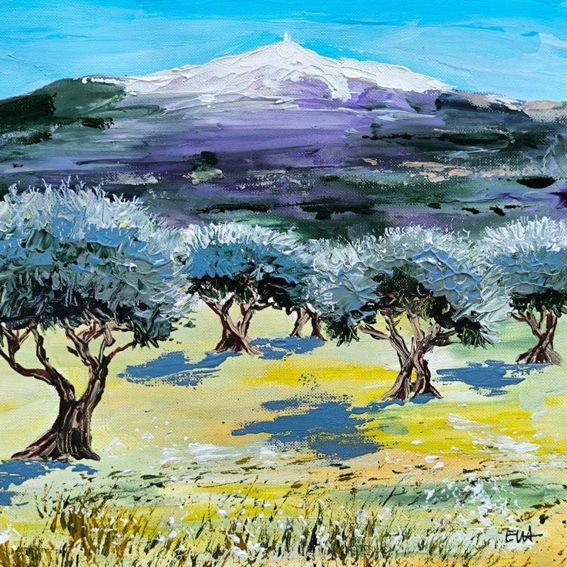 Gemälde Les oliviers du Mont Ventoux von Rey Ewa | Gemälde Figurativ Landschaften Acryl