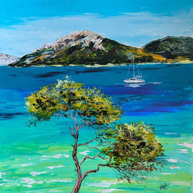 Gemälde Voyage en Méditerranée, Porquerolles von Rey Ewa | Gemälde Figurativ Landschaften Acryl