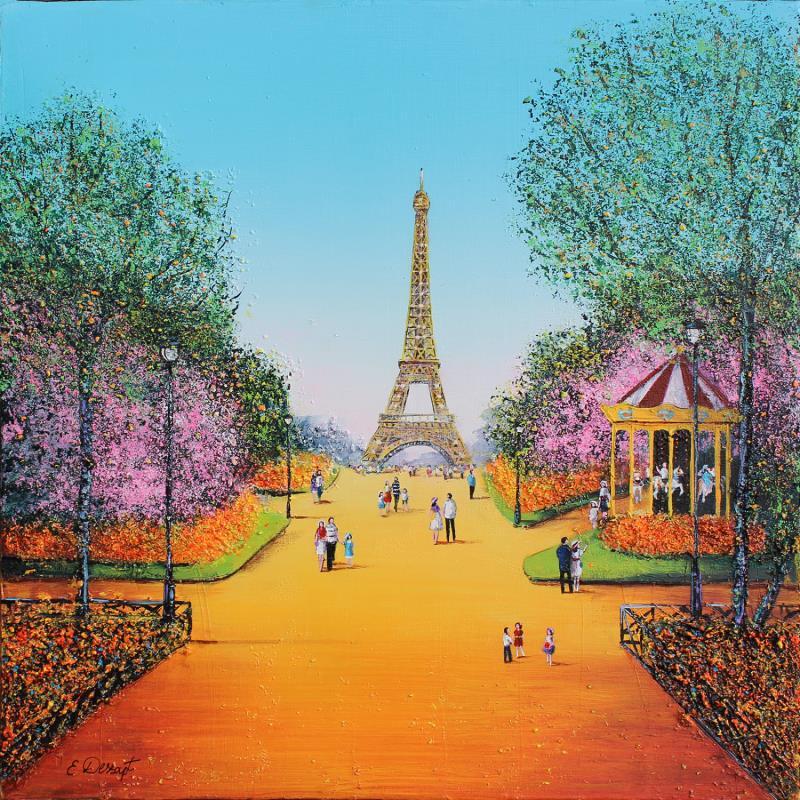 Peinture Notre été à Paris par Dessapt Elika | Tableau Impressionnisme Acrylique, Sable