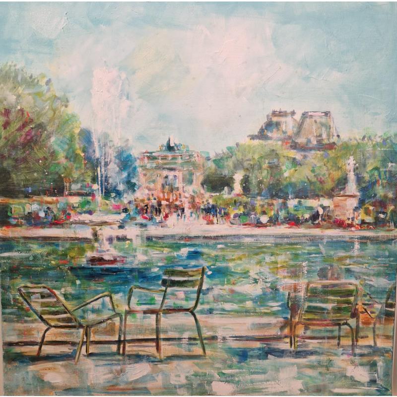 Peinture Jardin parisien par Solveiga | Tableau Acrylique