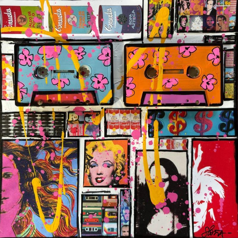 Painting POP K7 by Costa Sophie | Painting Pop-art Acrylic, Gluing, Upcycling Pop icons
