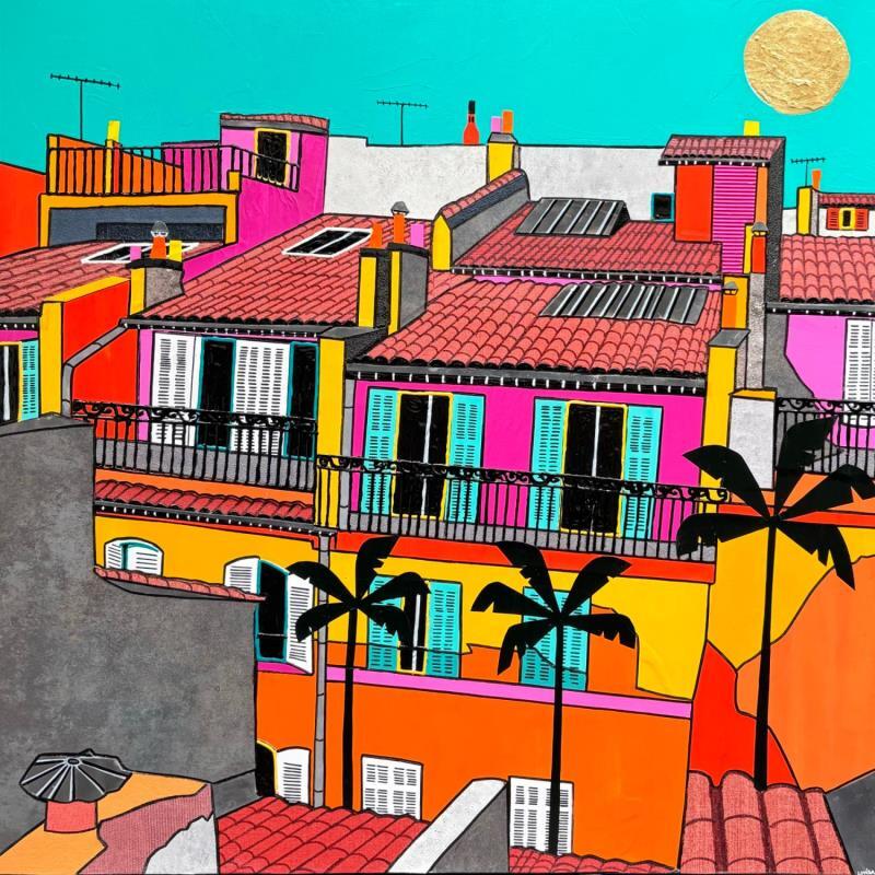 Painting Marseille la belle by Lovisa | Painting Pop-art Acrylic, Gluing, Gold leaf, Paper, Posca, Textile Urban