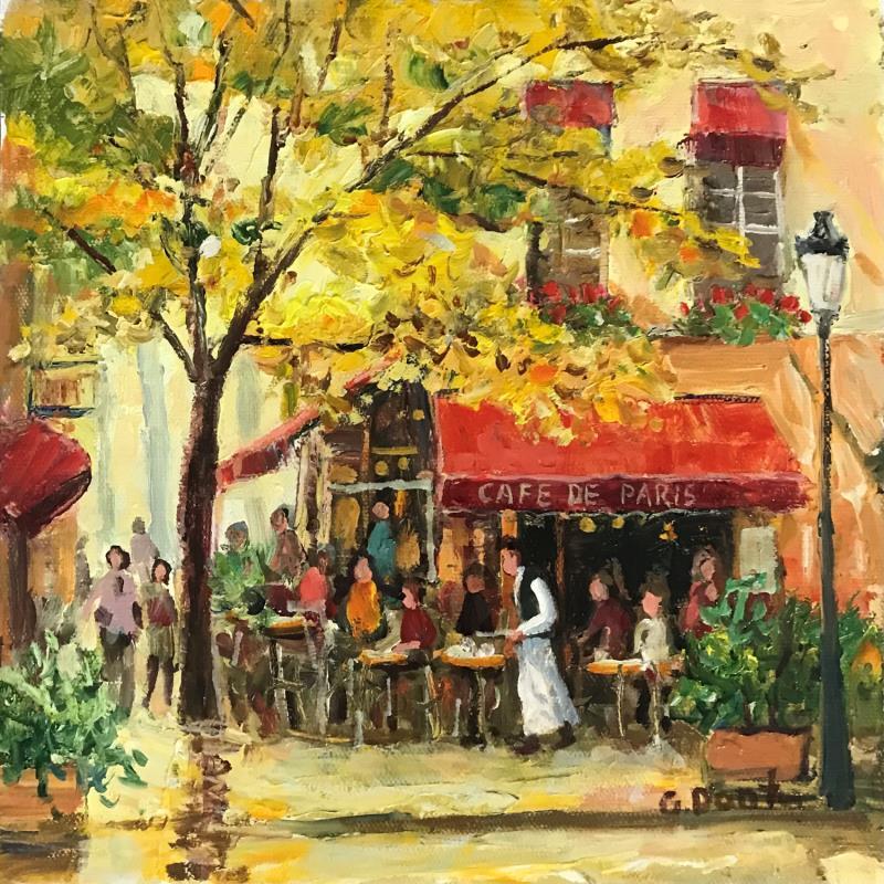 Painting Le café de Paris en automne by Dontu Grigore | Painting Figurative Urban Oil