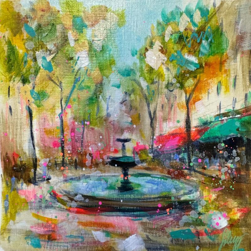 Painting Place de l’Estrapade  by Solveiga | Painting Impressionism Urban Life style Architecture Acrylic