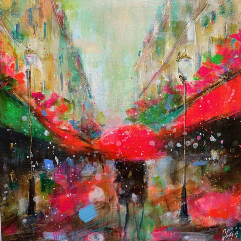 Painting Windy Paris  by Solveiga | Painting Impressionism Life style Architecture Acrylic