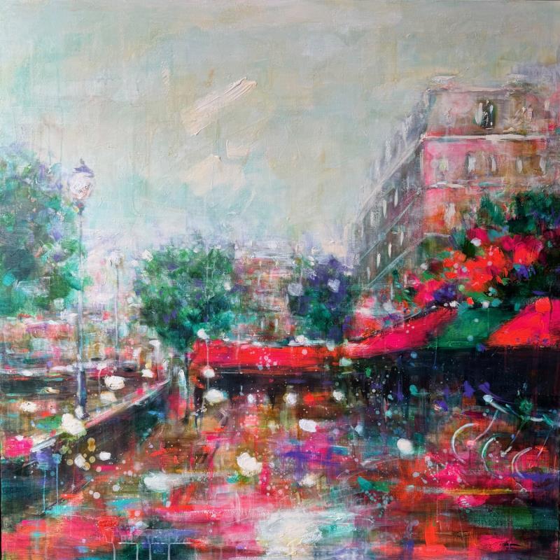 Peinture Week-end à Paris par Solveiga | Tableau Impressionnisme Acrylique Architecture, Scènes de vie, Urbain