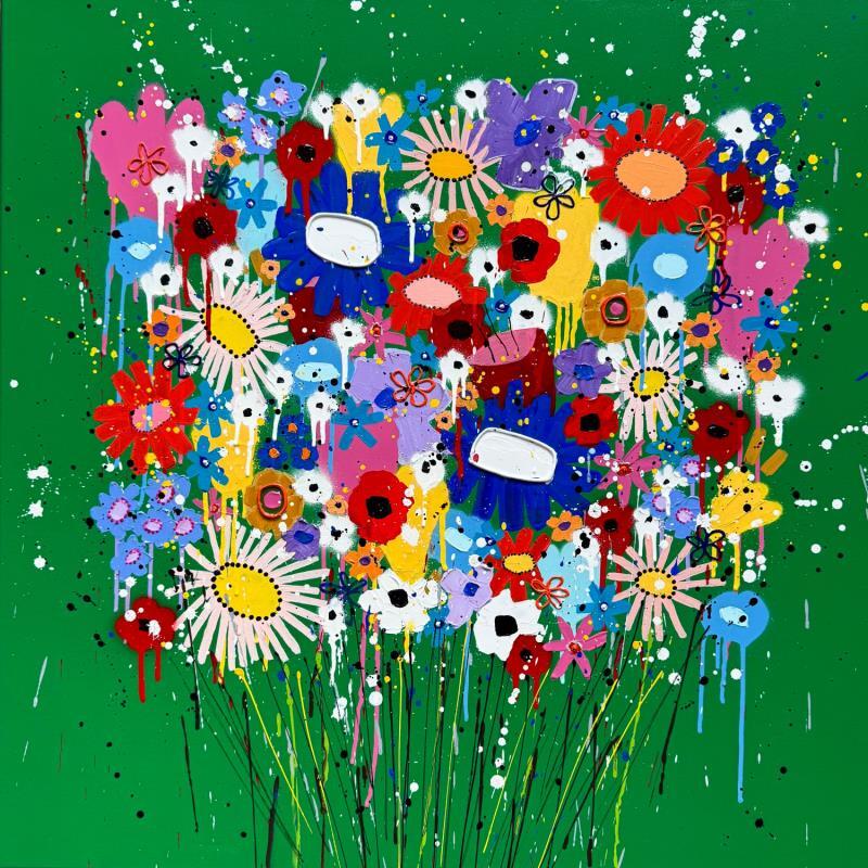 Painting LES FLEURS DU BIEN by Mam | Painting Pop-art Acrylic Landscapes, Nature