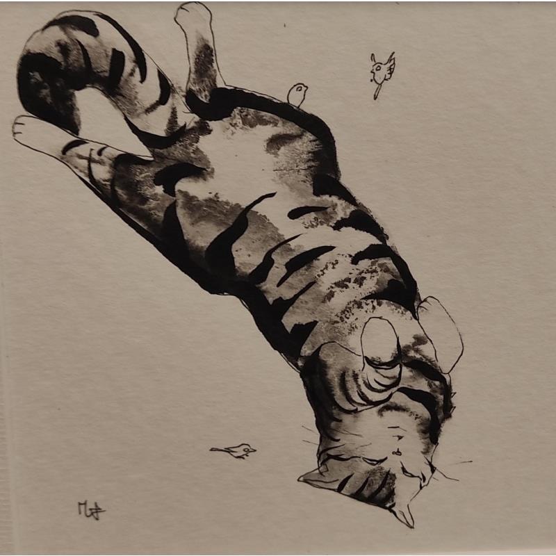 Painting Une vie de chat by Mü | Painting Figurative Ink Animals, Black & White