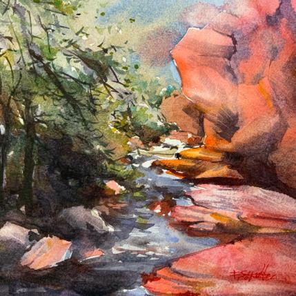 Painting Sedona 231 by Seruch Capouillez Isabelle | Painting Figurative Watercolor Landscapes, Nature, Urban