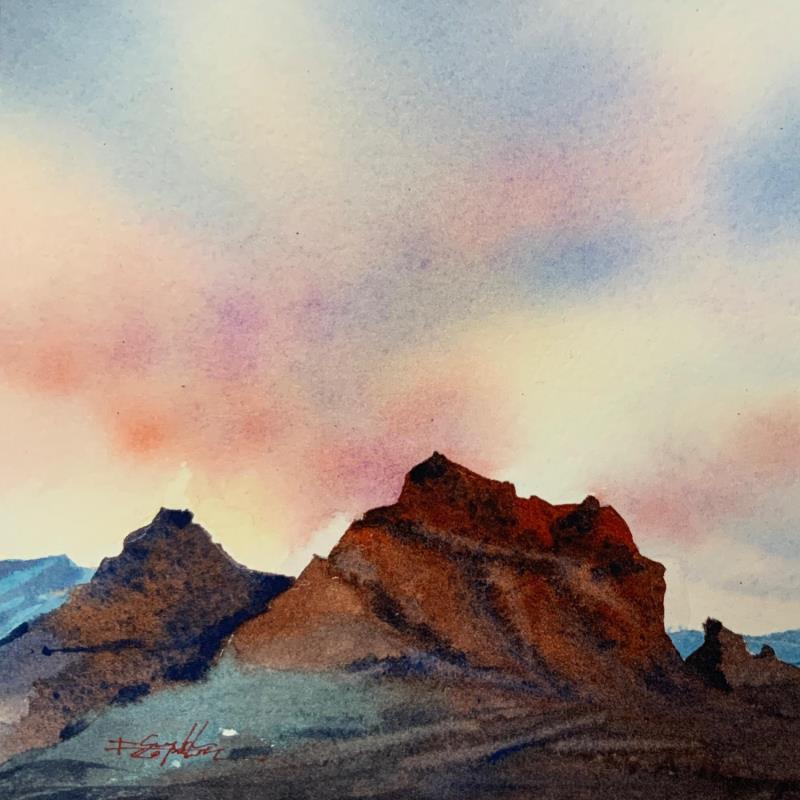 Painting sedona 234 by Seruch Capouillez Isabelle | Painting Figurative Landscapes Urban Nature Watercolor