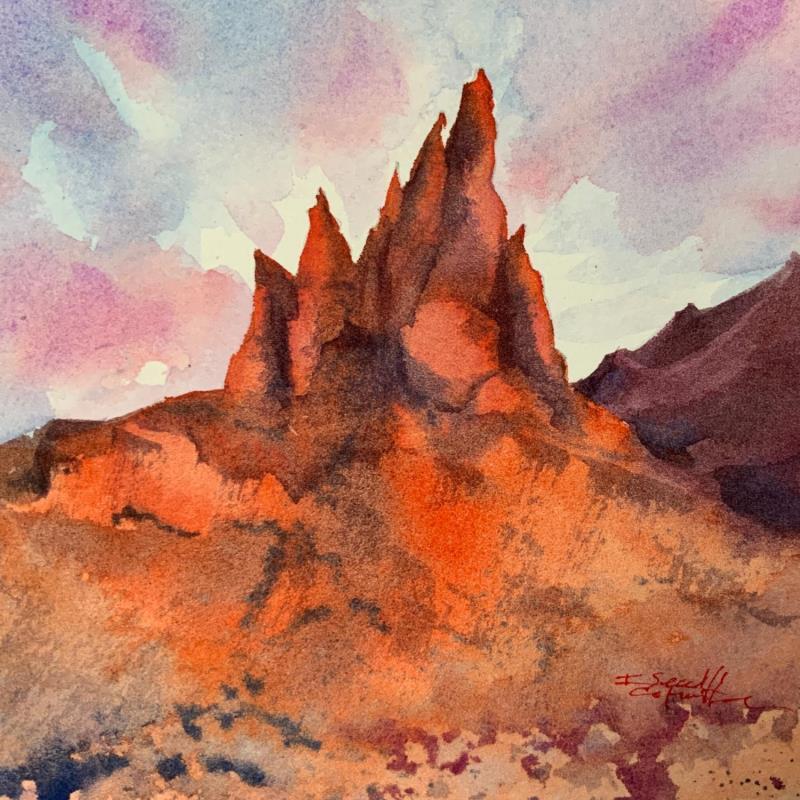 Painting Sedona 236 by Seruch Capouillez Isabelle | Painting Figurative Landscapes Urban Nature Watercolor