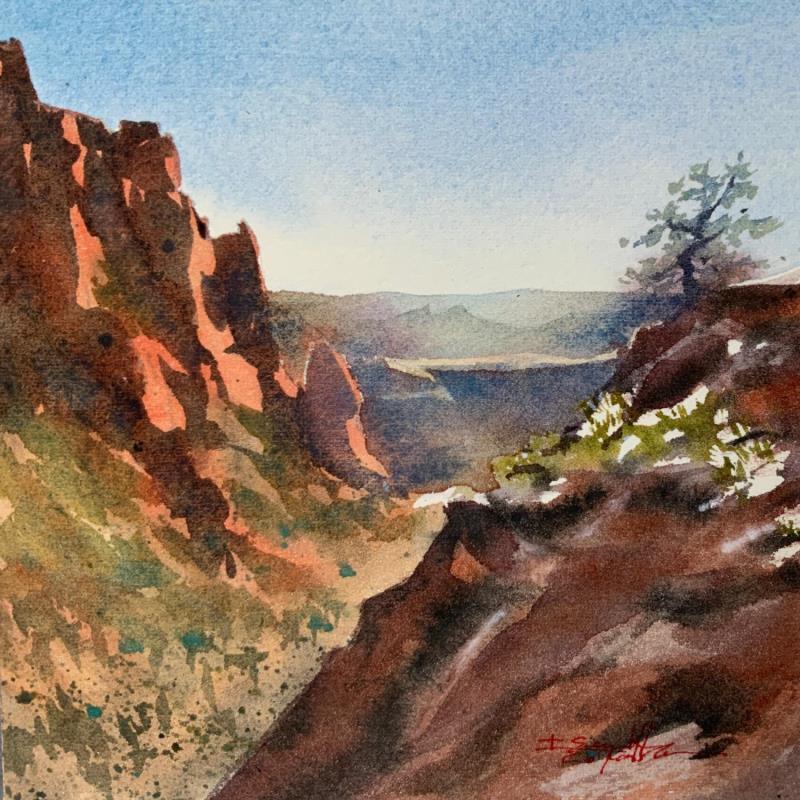 Painting Sedona 238 by Seruch Capouillez Isabelle | Painting Figurative Watercolor Landscapes, Nature, Urban