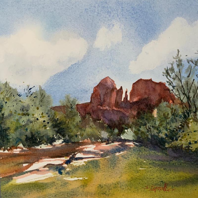 Painting Sedona 114 by Seruch Capouillez Isabelle | Painting Figurative Watercolor Landscapes, Nature, Pop icons, Urban