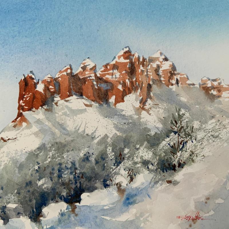 Painting Sedona 115 by Seruch Capouillez Isabelle | Painting Figurative Landscapes Urban Nature Watercolor