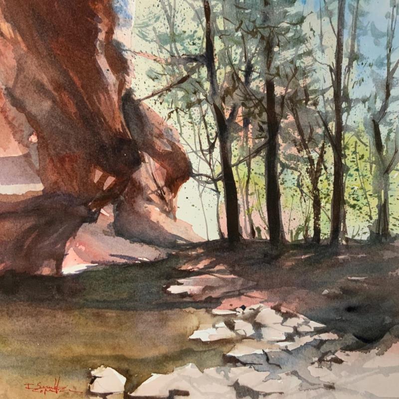 Painting Sedona 129 by Seruch Capouillez Isabelle | Painting Figurative Watercolor Landscapes, Nature, Urban