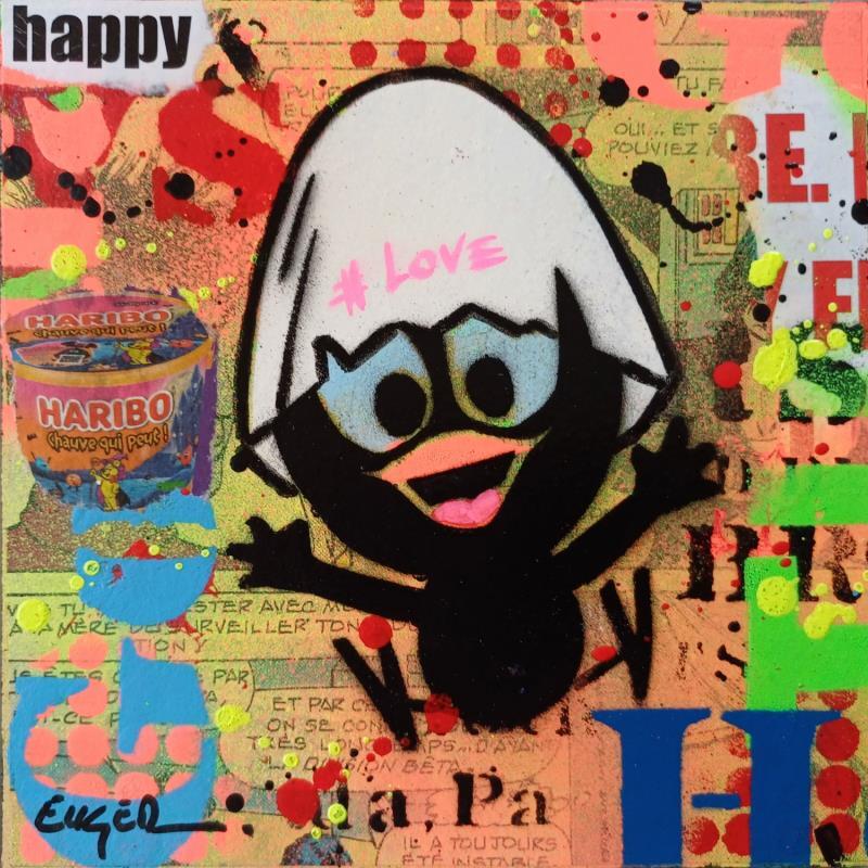 Painting HAPPY by Euger Philippe | Painting Pop-art Pop icons Acrylic Gluing