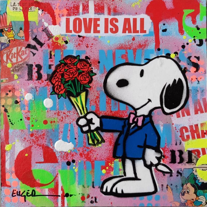 Peinture LOVE IS ALL par Euger Philippe | Tableau Pop-art Icones Pop Carton Acrylique