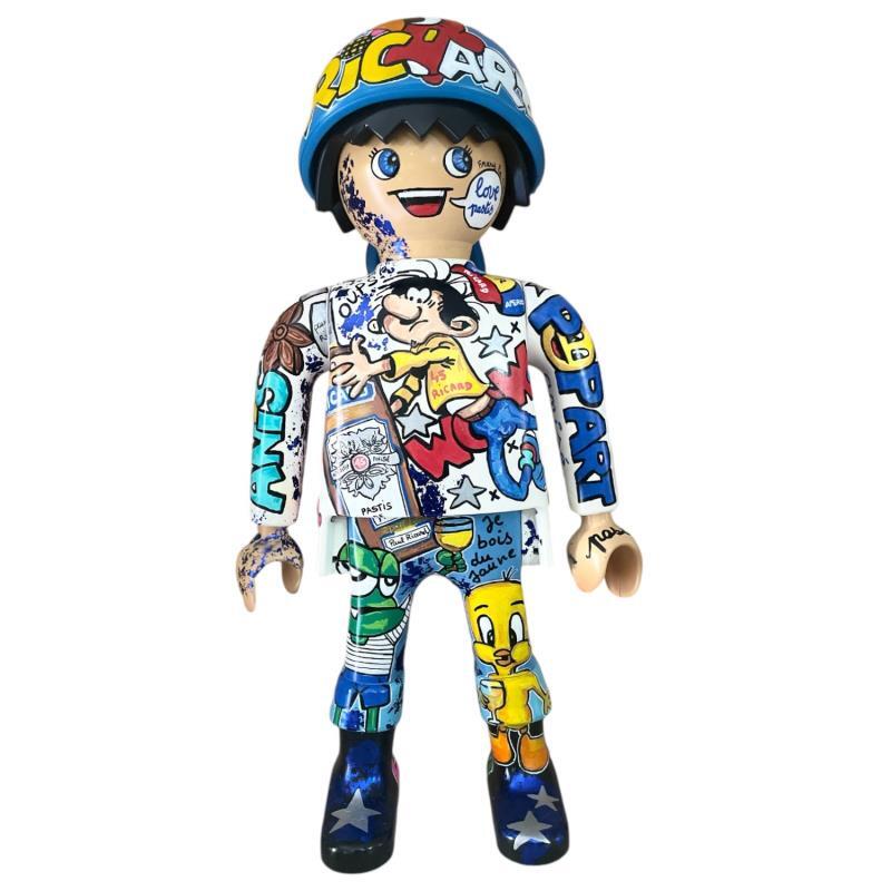 Sculpture PLAYMOBIL XXL RICARD Gaston Lagaffe by Frany La Chipie | Sculpture Pop-art Graffiti, Posca Pop icons