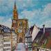 Peinture cathédral notre dame strasbourg 2 par Cédanne | Tableau Figuratif Paysages Huile