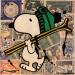 Painting F1 Snoopy timbré ski by Marie G.  | Painting Pop-art Pop icons Wood Acrylic Gluing