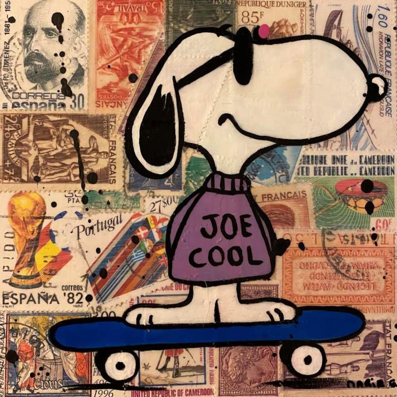 Peinture F1  Snoopy timbré joe cool par Marie G.  | Tableau Pop-art Icones Pop Bois Acrylique Collage