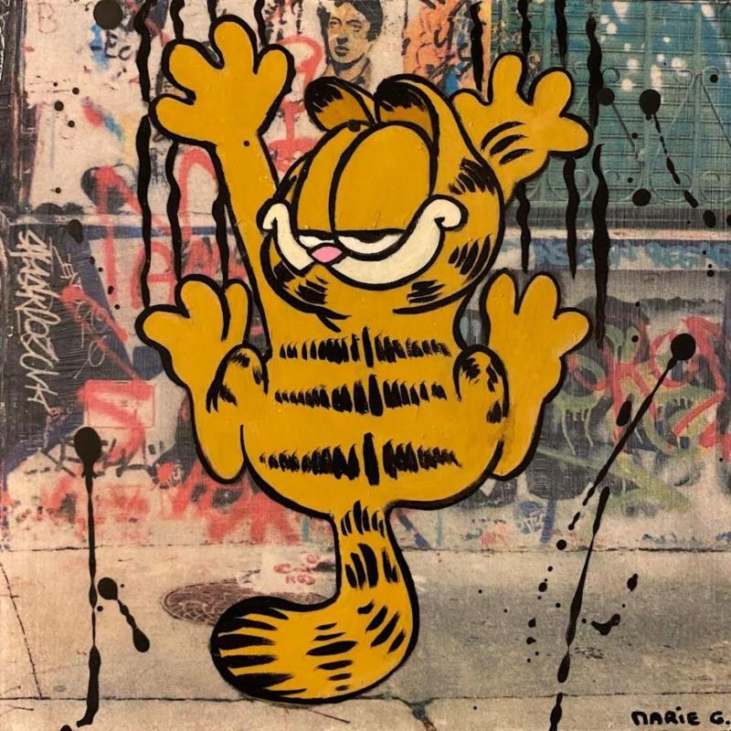 Painting F1  Garfield by Marie G.  | Painting Pop-art Pop icons Wood Acrylic Gluing