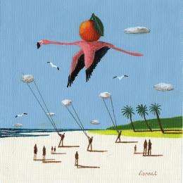 Painting Sur la plage by Lionnet Pascal | Painting Surrealism Acrylic Animals, Life style, Marine