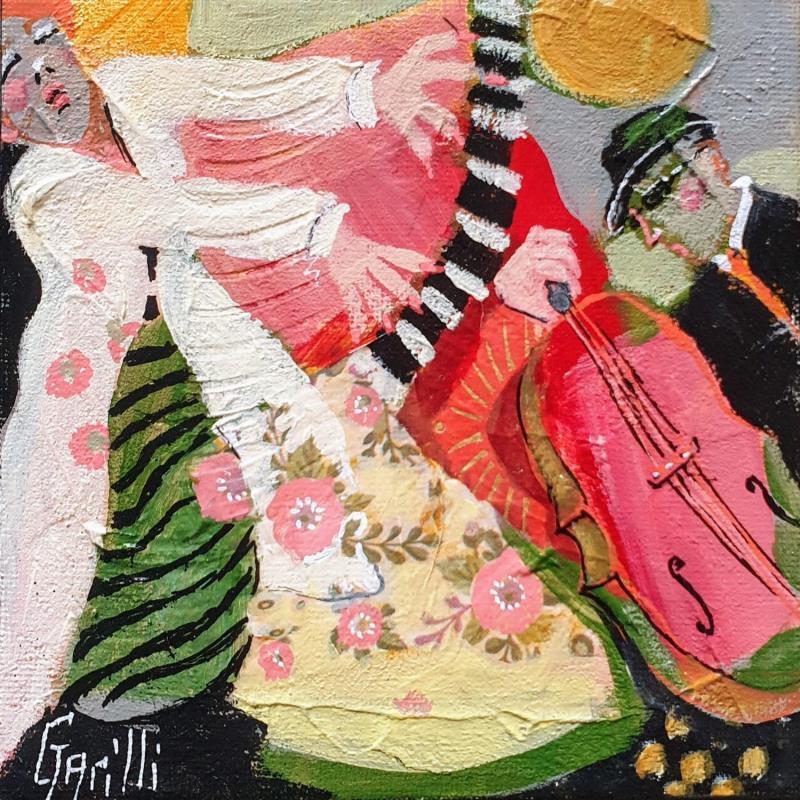 Peinture Piano and cello duo par Garilli Nicole | Tableau Figuratif Acrylique, Collage Scènes de vie