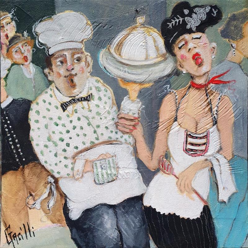 Peinture Coquineries culinaires  par Garilli Nicole | Tableau Figuratif Acrylique, Collage Scènes de vie