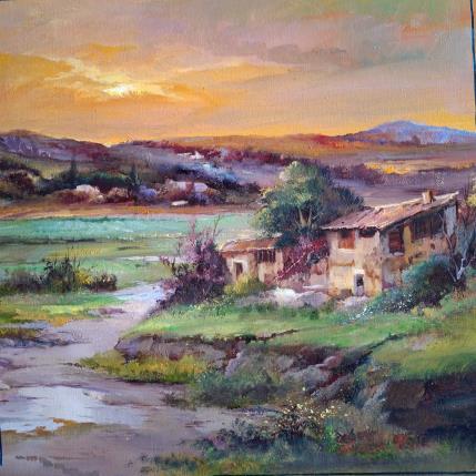 Painting  Crepusculo en la Alcarria by Cabello Ruiz Jose | Painting Figurative Oil Landscapes