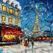 Painting A Walk During Christmas by Pigni Diana | Painting Figurative Landscapes Urban Architecture Oil