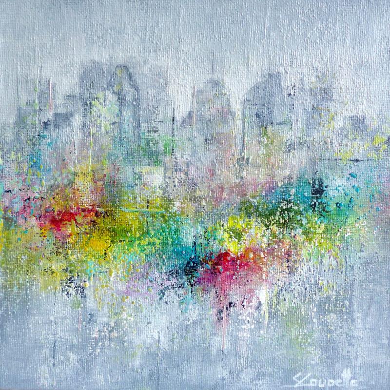 Peinture Distant Skyline par Coupette Steffi | Tableau Figuratif Urbain Acrylique