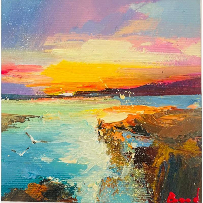 Painting golden light among the waves by Bond Tetiana | Painting Figurative Oil