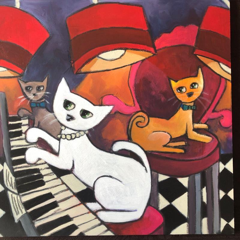 Painting Blanche au piano  by Fauve | Painting Figurative Animals Acrylic