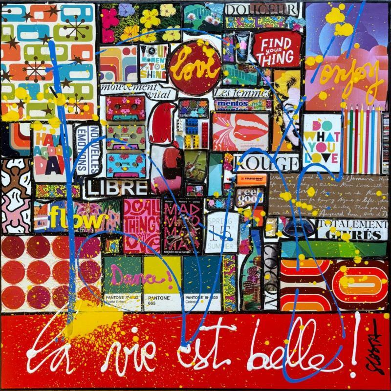 Painting La vie est belle ! by Costa Sophie | Painting Pop-art Acrylic Gluing Upcycling