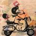 Painting Snoopy vespa by Kikayou | Painting Pop-art Pop icons Graffiti Acrylic Gluing