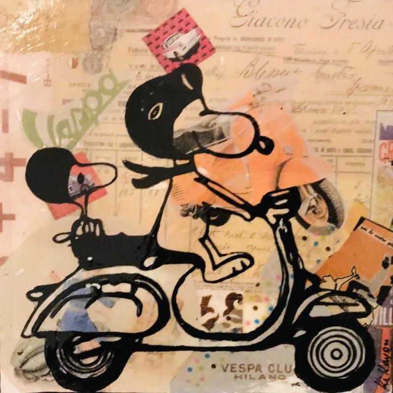 Painting Snoopy vespa by Kikayou | Painting Pop-art Acrylic, Gluing, Graffiti Pop icons