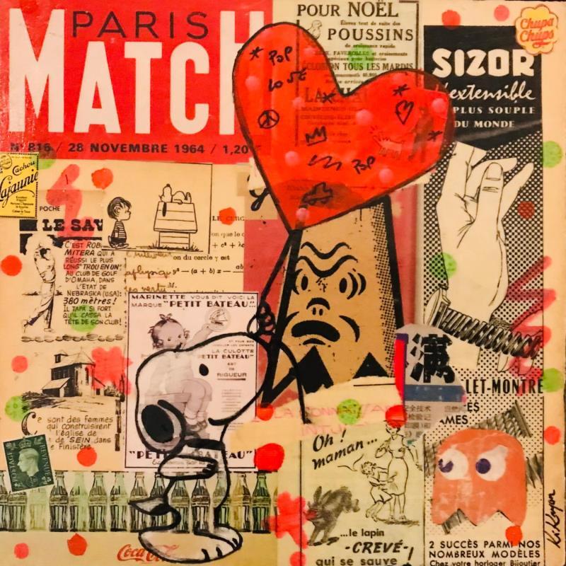 Painting Snoopy love vintage by Kikayou | Painting Pop-art Pop icons Graffiti Acrylic Gluing