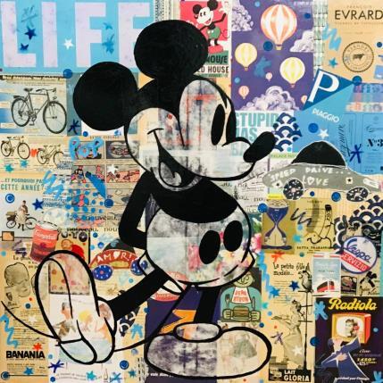 Painting Mickey vintage by Kikayou | Painting Pop-art Acrylic, Gluing, Graffiti Pop icons