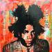 Painting Basquiat by Kikayou | Painting Pop-art Pop icons Graffiti Acrylic Gluing