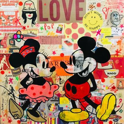 Painting Mickey et Minnie vintage by Kikayou | Painting Pop-art Acrylic, Gluing, Graffiti Pop icons