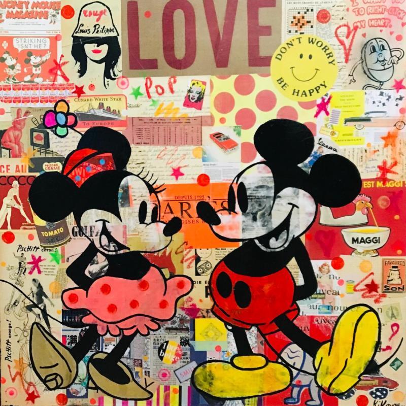 Painting Mickey et Minnie vintage by Kikayou | Painting Pop-art Pop icons Graffiti Acrylic Gluing