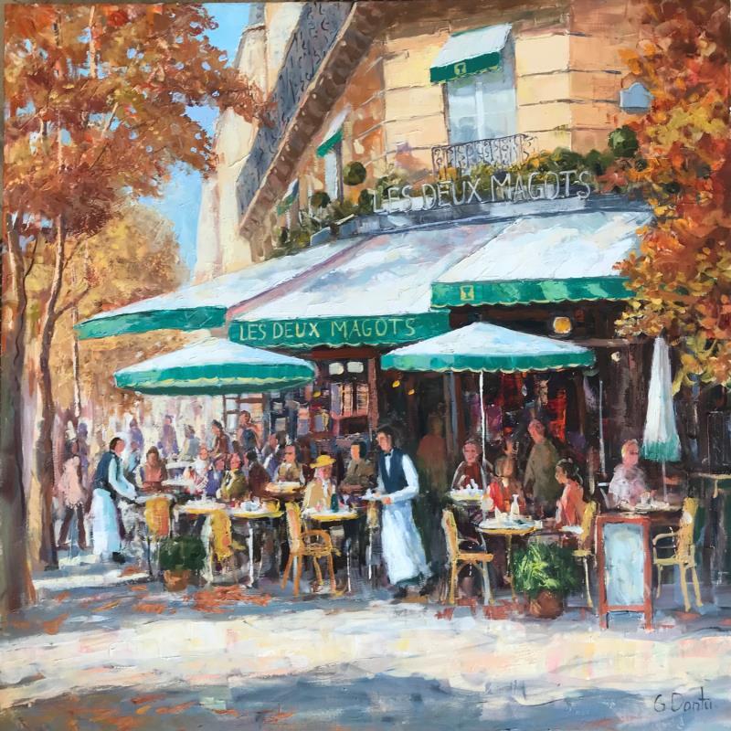 Peinture Les Deux Magots par Dontu Grigore | Tableau Figuratif Huile Urbain