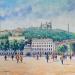 Peinture PLACE BELLECOUR A LYON par Euger | Tableau Figuratif Paysages Urbain Scènes de vie Huile