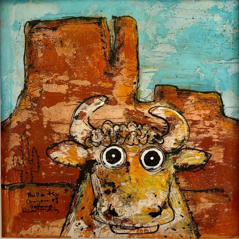 Painting Bull in AZ by Maury Hervé | Painting Raw art Acrylic, Ink, Pigments, Sand Animals