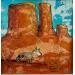 Painting Coyote in thé Canyon by Maury Hervé | Painting Raw art Animals Acrylic Ink Sand Pigments