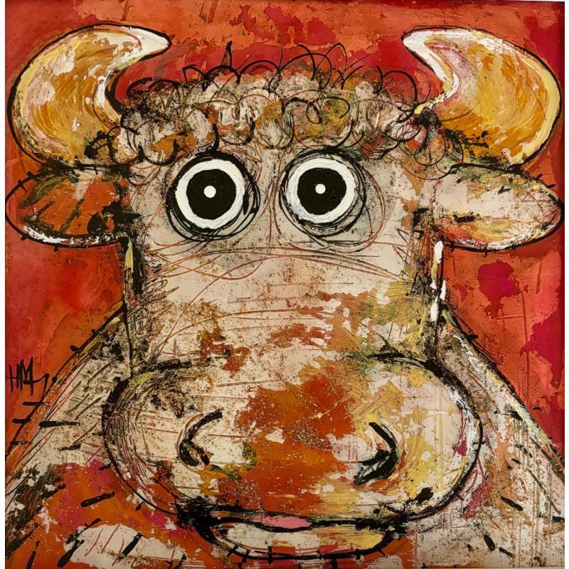 Peinture Bull par Maury Hervé | Tableau Art Singulier Acrylique, Encre, Pigments, Sable Animaux