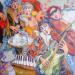 Painting Musical relaxation after work by Garilli Nicole | Painting Figurative Life style Acrylic Charcoal Marble powder