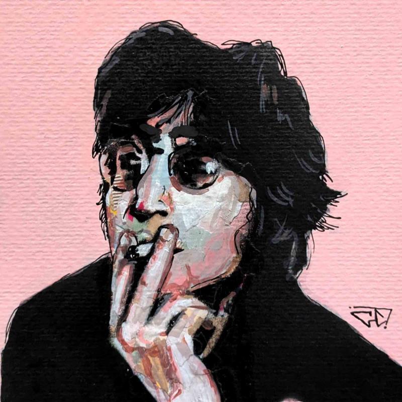 Gemälde John Lennon von G. Carta | Gemälde Pop-Art Porträt Musik Pop-Ikonen Acryl Collage Tinte Papier