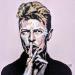 Gemälde David Bowie von G. Carta | Gemälde Pop-Art Porträt Musik Pop-Ikonen Acryl Collage Tinte Upcycling Papier